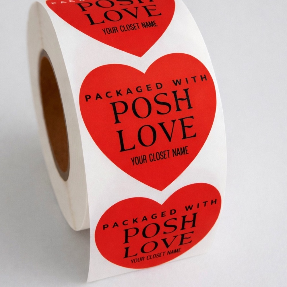 100-Pack Custom Heart Stickers Packaged with Posh Love w/your Poshmark name